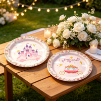 Vaisselle de fête sur le thème de la princesse, château, vaisselle jetable en papier, décoration de fête, vaisselle de fête d'anniversaire