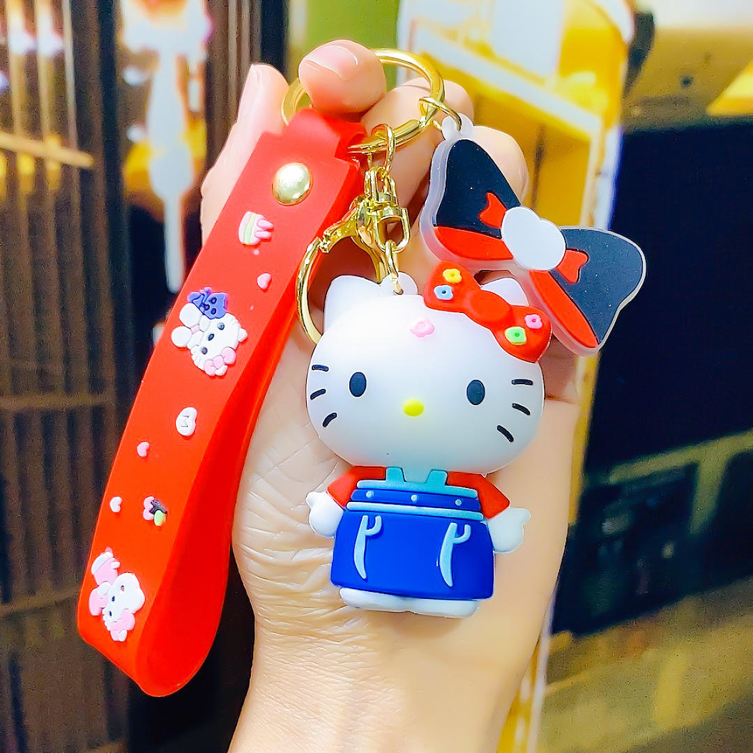 KT จี้แมว-เสื้อผ้าจีนสีแดง