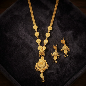 Colliers de mode plaqués or 14K 18K 24K en gros, ensemble de bijoux longs au design traditionnel, ensemble de bijoux en laiton rempli d'or. - Product Image 6