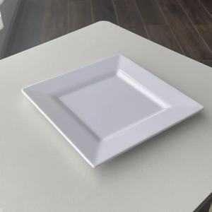 Assiettes de service carrées blanches occidentales en mélamine de 7,5 pouces, assiettes à dîner en porcelaine pour enfants, pour les pâtes, le steak, les fêtes de Noël - Product Image 1