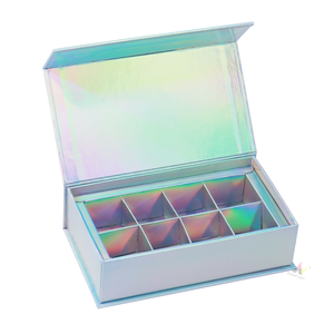 Macaron Cardboard Gift Packaging Box Custom Printing Holographic Macaron Truffle Packaging Boxes With Divid Magnet Closure Packaging Gift Cardboard Paper Boxes