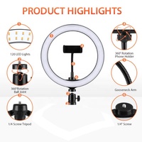 Kit de Lumière Annulaire LED Cercle de 26 cm (10 Pouces) avec Trépied de 1,6 m, Changement de Couleur, 3 Modes pour Studio et Diffusion en Direct, Garantie de 1 An