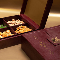 Boîtes d'emballage alimentaire en cuir motif palmier estampé à chaud, élégantes boîtes à dattes dorées pour le Ramadan, boîtes à bonbons personnalisées de luxe en papier