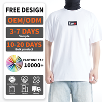 T-shirt pour homme en coton 100% lourd, tricoté, décontracté, surdimensionné, avec impression graphique personnalisée, blanc uni