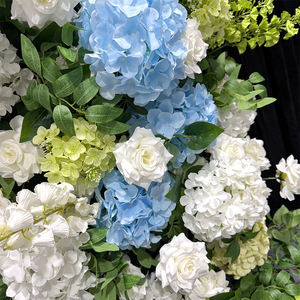 Arco Floral de Seda Realista en Azul y Blanco, Elegante Fondo Decorativo para Bodas con Diseño Duradero - Product Image 4