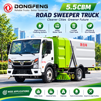Camion balayeuse de rue Dongfeng 5,5 m³ avec réservoir à ordures de 2,5 m³ et système de lavage haute pression