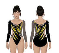 Justaucorps de gymnastique noir avec accents roses et gris et strass Custom Girls Dance Competition Performance Wear