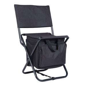 Lightweight Portable <b>Folding</b> Camping <b>Chair</b> with Cooler Bag Modern <b>Metal</b> Outdoor Stool for Park and School - Product Image 1