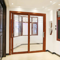 Puertas de vidrio corredizas de aluminio con rotura térmica de doble acristalamiento para entrada exterior de 3 paneles de gran tamaño comercial