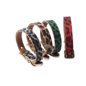 Zhongru kalung anjing desain baru, perlengkapan hewan peliharaan PU mewah Multi warna macan tutul seri PU kerah anjing gesper logam - Product Image 3