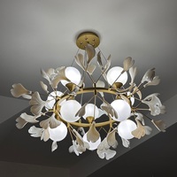 Lustre suspendu moderne de plafond de branche de feuille de Ginkgo de décor de salle à manger de salon de chambre à coucher