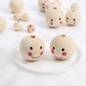 Wholesale DIY Children's <strong>Smiling</strong> Face Doll Head <strong>Wood</strong> Bead Accessories Raw <strong>Wood</strong> Color Polished Loose Beads - Product Image 3
