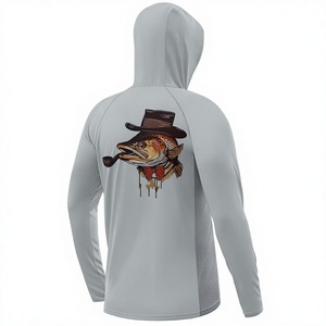 Sudadera de Pesca para Hombre, Color Gris Trucha, con Capucha, Estampado Digital, Protección Solar UPF 50, Secado Rápido, 180g, Manga Larga - Product Image 3