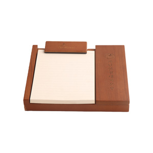 Wooden <b>Memo</b> Holder Vertical Note <b>Pad</b> Desk Organizer Office Stationery Card Stand Red MDF Engraved Design - Product Image 5