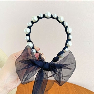 Accessorio per capelli con nastro di perle per bambina, accessorio per capelli intrecciato in tulle fatto a mano per bambina - Product Image 6