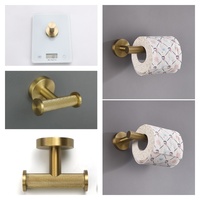 Meilleures ventes : Ensemble de quincaillerie de salle de bain de luxe abordable en cuivre doré brossé moleté, double couche, comprenant porte-serviettes, barre à serviettes, porte-gobelet et support pour peignoir