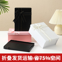 Heaven Earth Große Wellpappe Starre Schachtel Schwarze Geschenkbox mit Schleifenband für Schuhe Kleidung UV-Vorteil Prägung