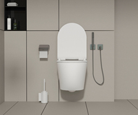 Design simple moderne monobloc mural rond P-Trap chasse d'eau à double chasse d'eau cachée toilette en céramique