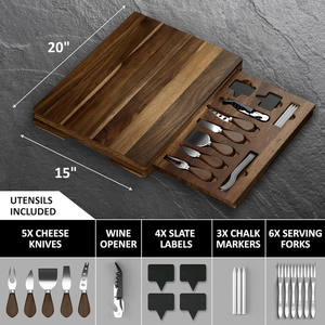 Grand plateau de service <span class=keywords><strong>magnétique</strong></span> de qualité supérieure pour charcuterie, viande, fruits, <span class=keywords><strong>ardoise</strong></span>, planche à découper en <span class=keywords><strong>bois</strong></span> d'acacia, ensemble de couteaux à fromage, charcuterie - Product Image 4