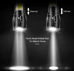 Clover edc mini lanterna tática de alumínio, portátil, cob, com zoom, à prova d' água, led, usb, recarregável