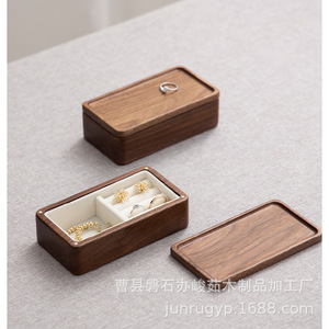 Wooden Jewelry Box Rectangle Solid Color <b>With</b> Lid For Rings Earrings Bracelets Necklaces <b>Storage</b> <b>Dressing</b> <b>Table</b> Use - Product Image 5
