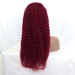 10a Grado 100% Cabello humano en Nueva <span class=keywords><strong>York</strong></span> Proveedores Vietnam 13*4 Pelucas de encaje frontal Jerry Curly 99j Vendedores para mujeres negras - Product Image 5