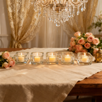 Verre Transparent romantique photophore carré bougeoir accessoires pour la maison ambiance créative aux chandelles dîner décoration