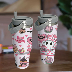 Vaso Térmico de 30oz con Diseño de Murciélago Fantasma, Taza de Viaje de Acero Inoxidable Aislada, Botella de Agua Portátil y Resistente para Amantes del Estilo Gótico - Product Image 2