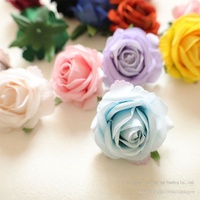 Bunga Mawar Sutra Beludru Buatan 5 cm Baru, Bahan Aksesoris DIY untuk Corsage dan Pakaian, untuk Pernikahan, Liburan, dan Souvenir Pesta