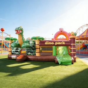 Château gonflable combiné personnalisé en PVC durable pour la <span class=keywords><strong>location</strong></span> événementielle, motif dinosaure bleu, pour enfants - Product Image 1