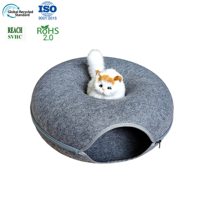 Acogedora Casa de gato de fieltro, cama cálida para interiores, nido de cueva, colchón esponjoso, túnel de Donut lavable, muebles bonitos para gatitos grandes - Product Image 1