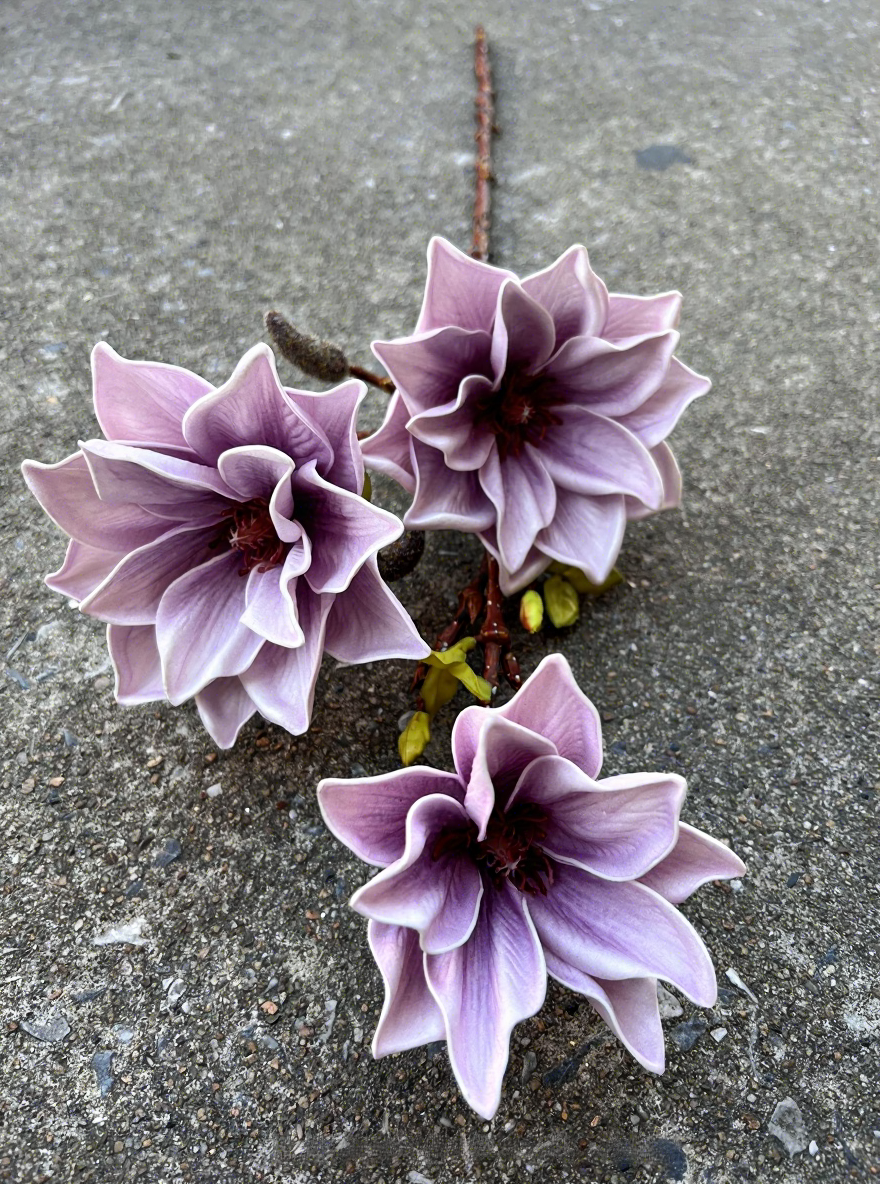 14#3 têtes semblent regarder le violet clair de Yulan au printemps