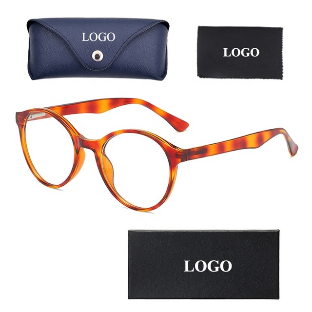 Ready Stock OEM logo Tortoise Shell Round Plastic Anti Blue Light Blocking Filter Glasses
