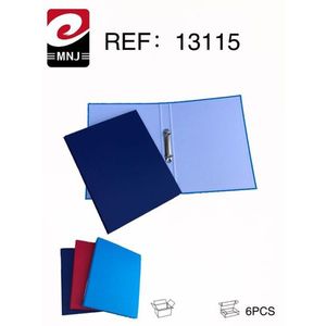 MNJ 2-Hole Folder A4 Size Blue With Metal Ring 6Pcs Pack File Organizer - Product Image 3