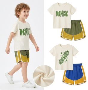 Wholesale Children's Unisex Gift Set 0-3 Months 2PCS Plain Polyester Rompers Playsuits Bodysuits Mixed Size Summer Top <b>Clean</b> - Product Image 2