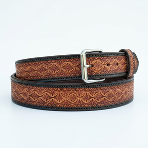 Collar de Cuero para Perro Estilo Occidental con Patrón Geométrico, Cierre de Hebilla Ajustable, Estilo Clásico, para Todas las Estaciones - Product Image 1
