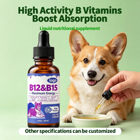 Vitamine B liquide pour chiens et chats |   Extrait d'acides aminés du foie B1 B2 B6 B12 B15 |   Santé de la peau contre les pellicules |   Flacon compte-gouttes 30/60 ml OEM
