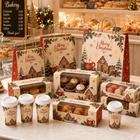 Boîte de pâtisserie de Noël personnalisée avec fenêtre pour biscuits, gâteaux, cupcakes, desserts, vente en gros pour les fêtes