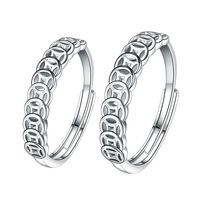 Bague de couple rétro coréenne, bague jumelée en cuivre pour hommes et femmes, bague de mariage simple à bouche ouverte