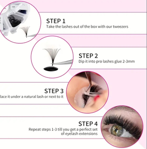 Korean <b>PBT</b> Fiber Handmade 3D-14D Loose Premade Dark Matte Black Soft Wholesale Volume Lash Extension Premium Custom Lash - Product Image 4