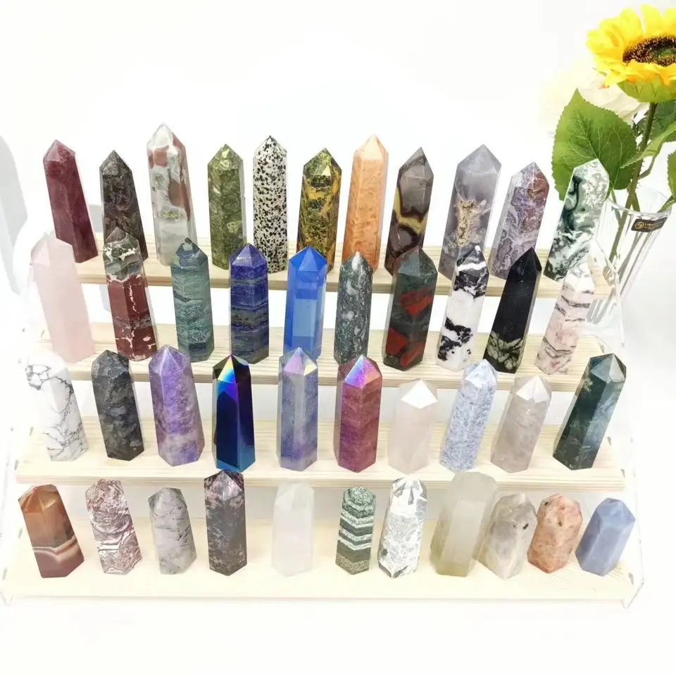 Wholesale nature High Quality Crystals Healing Stones clear quartz Point Obelisk mixed material Point Tower for decorations