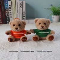 Porte-clés en peluche mini ours en peluche en gros avec logo personnalisé, pendentif de poupée en forme de chemise, breloque de sac promotionnelle en peluche douce