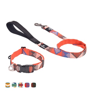Set Collare e Guinzaglio per Cani BlackDoggy CN in Poliestere con Nastri Jacquard a Righe e Chiusura Rapida - Product Image 1