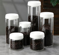 Hoge borosilicaat glazen potjes in het zwart voor cosmetica, lippenstift, parfum & shampoo verpakkingen - navulbaar met bamboe deksel en opties voor aangepaste labels