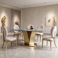 Ensemble de table à manger rectangulaire en marbre, design turc, mobilier d'hôtel de luxe, moderne et unique, 4 chaises, prix abordable