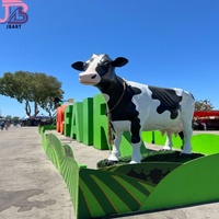 Patung Sapi Resin Besar Lukisan Tangan, Patung Hewan yang Sedang Membaca Koran, Dekorasi Rumah & Taman, Hadiah
