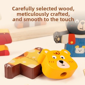 Jouet <span class=keywords><strong>éducatif</strong></span> Montessori en bois pour enfants et tout-petits, avec des animaux, un petit ours, des vêtements à changer, des empilables, pour développer la motricité fine - Product Image 4