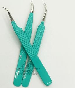 Pince à épiler de beauté incurvée en acier inoxydable avec logo personnalisé pour extensions de cils emballage en vrac de pointe en fibre à angle de 45 degrés - Product Image 5