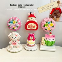 Autocollant magnétique 3D créatif en résine synthétique, imitation gâteau, nourriture miniature, rouleau de fraises, décoration de réfrigérateur, style dessin animé