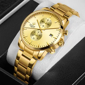Edelstahl Gold Armbanduhr Chronograph Luxus Herren Quarzuhren aus China